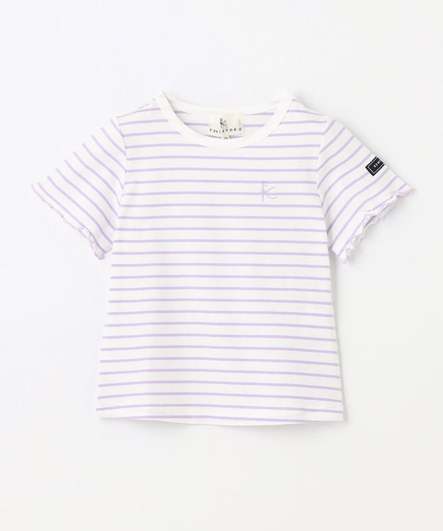 組曲 KIDS 【110-140㎝】半袖ボーダー Tシャツ ラベンダー×オフホワイト