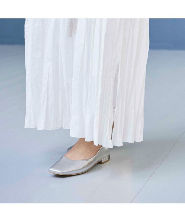 MODE ET JACOMO <MODE ET JACOMO>ローヒールスクエアトゥパンプス シルバー