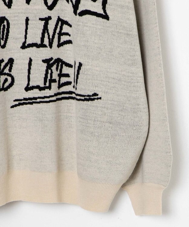 WEGO ハンドライティングジャガードニット ホワイトアイボリー