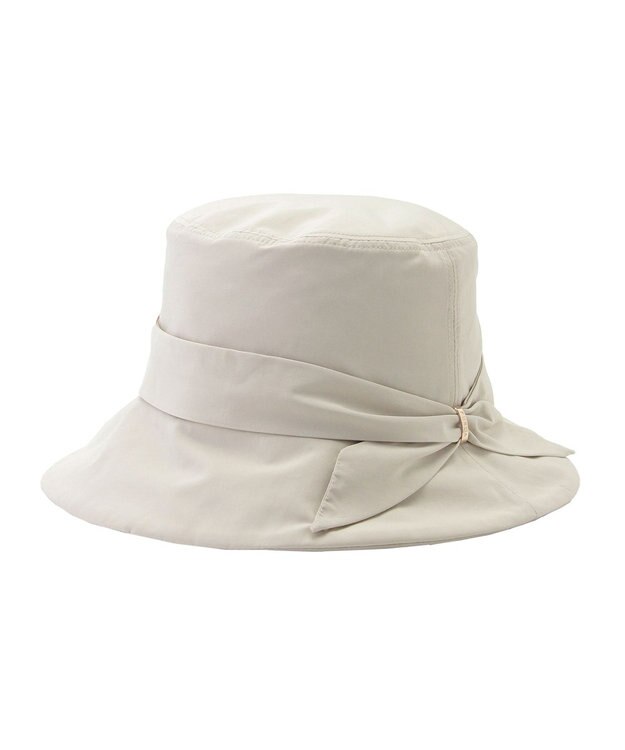 MOONBAT 【遮光100％・遮熱】FURLA(フルラ)リボン巻きダウン ハット 帽子 ロゴチャーム サイズ調整 撥水性 ベージュ