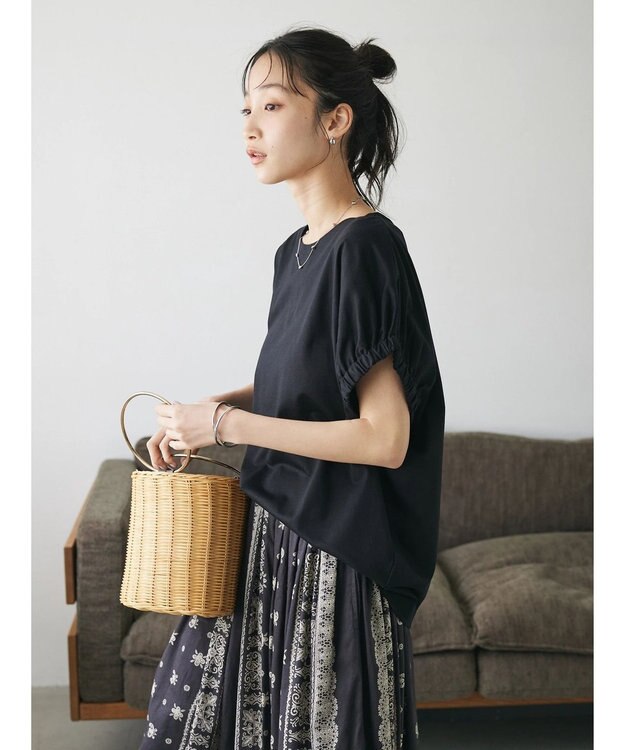 CRAFT STANDARD BOUTIQUE 【ＵＶカット】ギャザースリーブプルオーバー Black