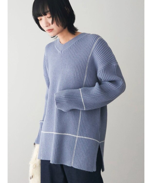 Green Parks ・Ｐｅｔｉｔ　Ｆｌｅｕｒ　Ｖネックラインニットチュニック Blue