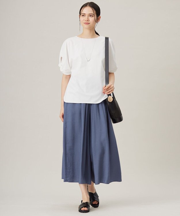 自由区 【接触冷感・UVカット・吸水速乾・抗菌防臭・洗える】ハイツイストポンチスリーブディティール カットソー オフ