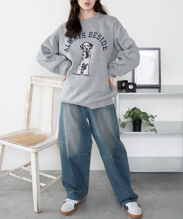 WEGO 【洗える】グラフィックニットBIGプルオーバー 柄9