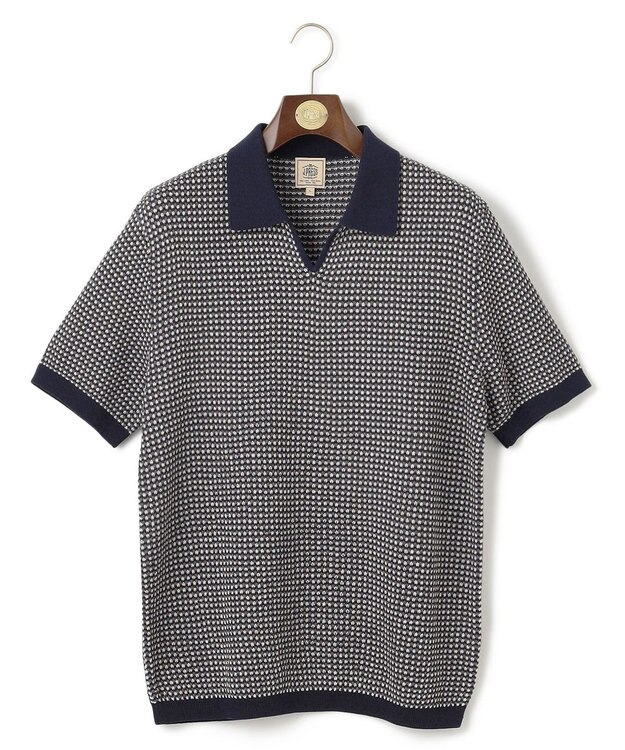 J.PRESS MEN 【HTBRID LINEN】スキッパーニット ポロシャツ ネイビー系1