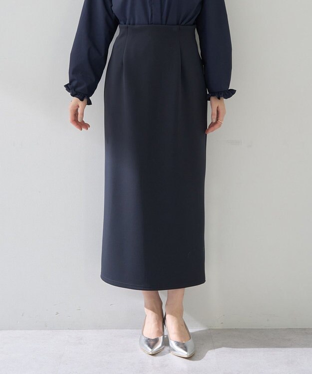 YECCA VECCA ダンボールニットナロースカート Navy