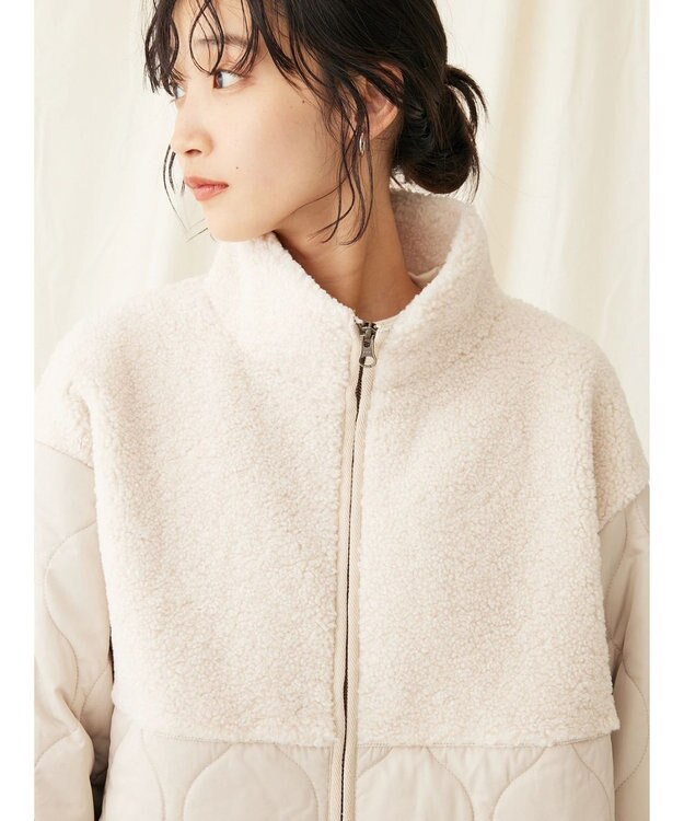 CRAFT STANDARD BOUTIQUE ボア＆キルティングスタンドコート Ivory