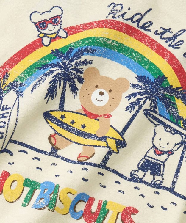 MIKI HOUSE HOT BISCUITS 【80-120cm】 サーフ柄 スラブ天竺 半袖Tシャツ マルチカラー