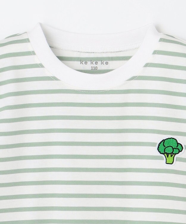 ANY KIDS 【ke ke ke】GOOD MORNING ボーダーチュニック ワンピース ミントグリーン×ホワイトボーダー