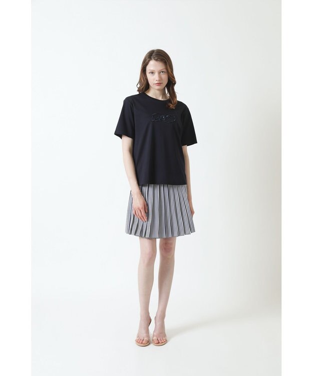 DAKS ロゴ スパンコール Tシャツ ラベンダー