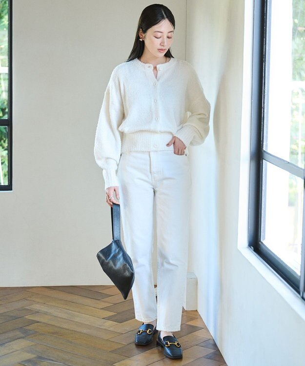 #Newans 【洗える】ボリュームスリーブニットカーディガン ホワイト系