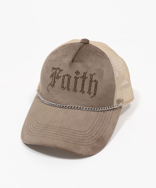 WEGO チェーンベロアメッシュキャップ ブラウン