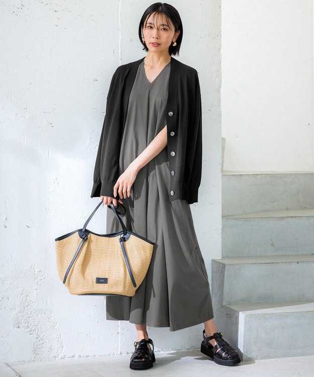 23区 【CLASSY.6月号掲載】雑材ミドル トートバッグ ブラックミックス