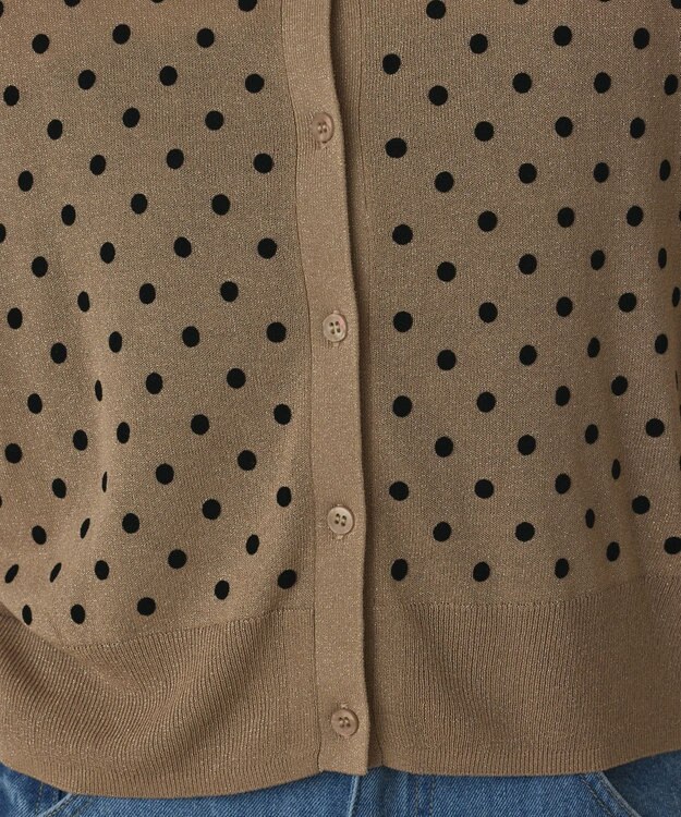 GRACE CONTINENTAL ドットフロッキーニットカーディガン ゴールド