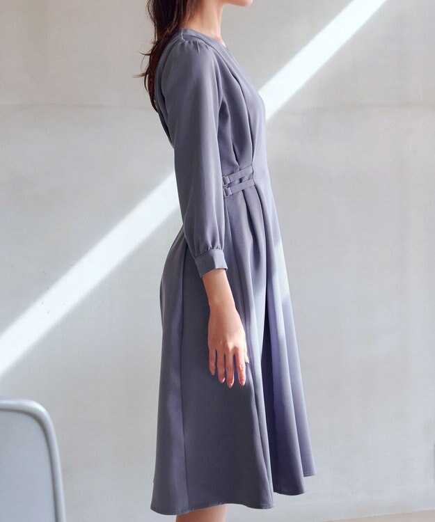 Tiaclasse L サイドベルトデザインワンピース ブルー