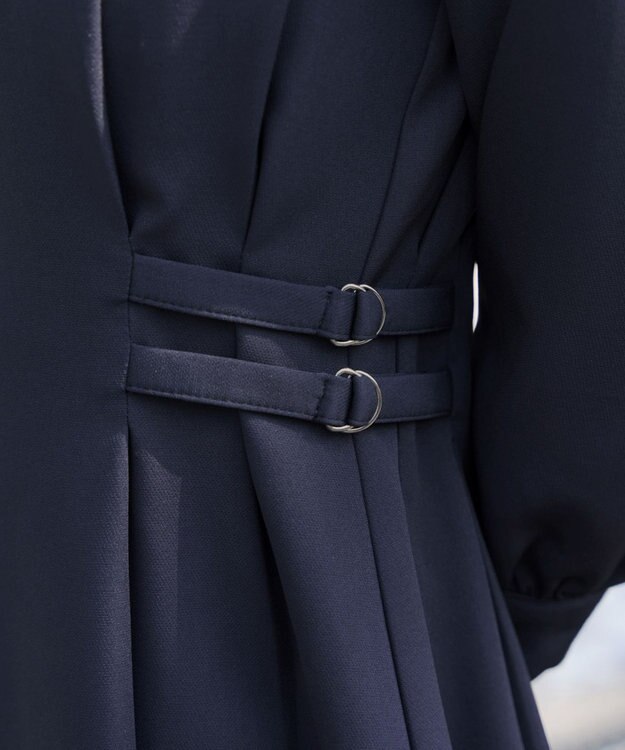 Tiaclasse L サイドベルトデザインワンピース ネイビー