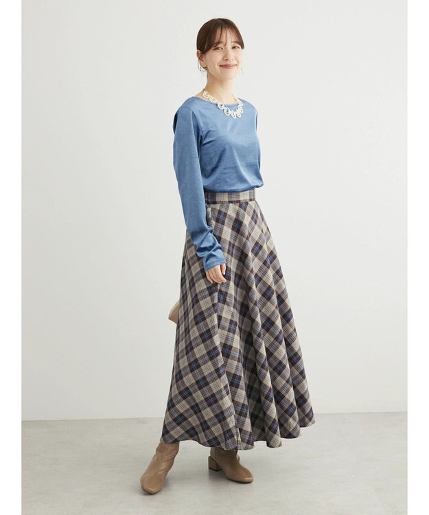 Green Parks ・ＥＬＥＮＣＡＲＥ　ＤＵＥ　ベロアクルーロングＴＥＥ Blue