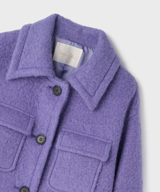 GRACE CONTINENTAL リングウールショートコート パープル