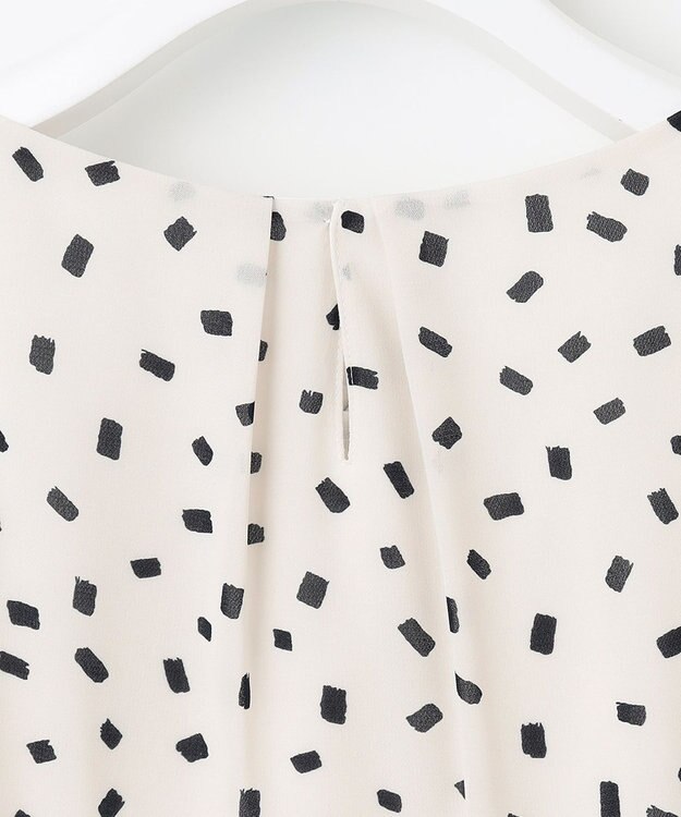 自由区 【XSサイズ～/洗える】ロイヤルシフォン スクエア柄 デザインブラウス ライトグレー系5