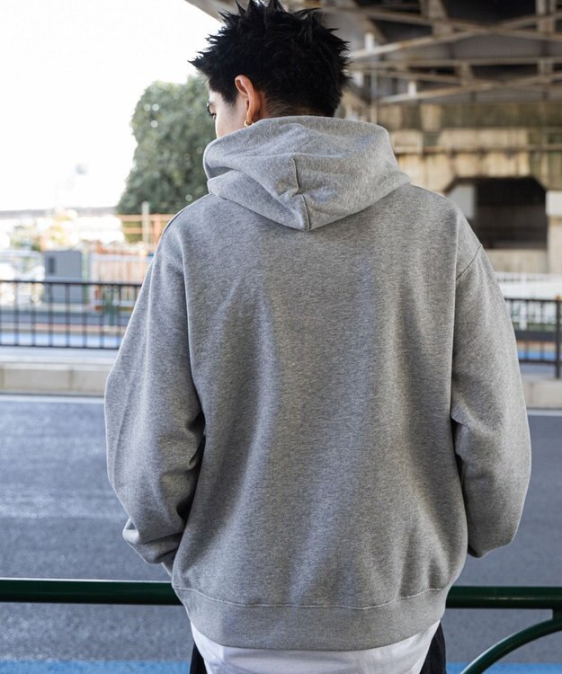 WEGO 【ユニセックス着用ITEM/裏起毛/SMLサイズ展開】リラックスフィットスプレーグラフィックパーカー 杢グレー