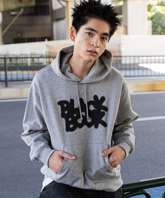 WEGO 【ユニセックス着用ITEM/裏起毛/SMLサイズ展開】リラックスフィットスプレーグラフィックパーカー 杢グレー