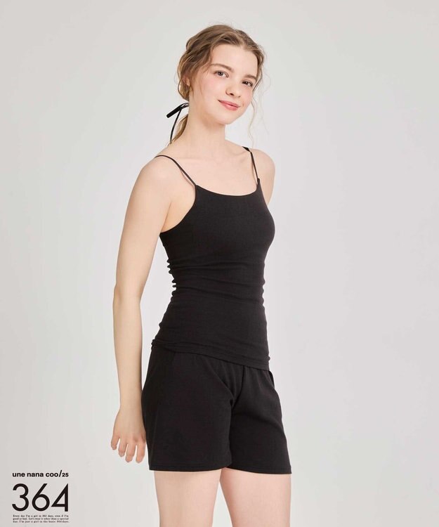une nana cool 【綿混】364ブラトップ　キャミソール ブラック