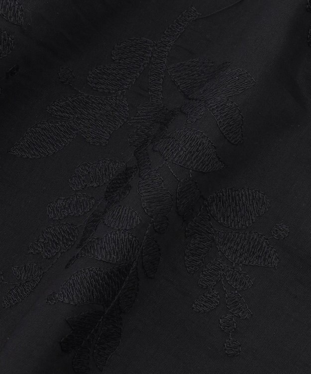 UNFILO L 【ウエストゴム】ボタニカル エンブロイダリー パンツ ブラック