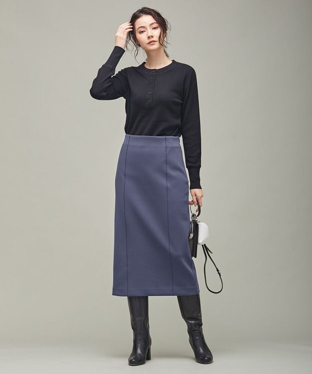 ICB 【洗える】 エクストラファインメリノ ヘンリーネックプルオーバー ブラック系