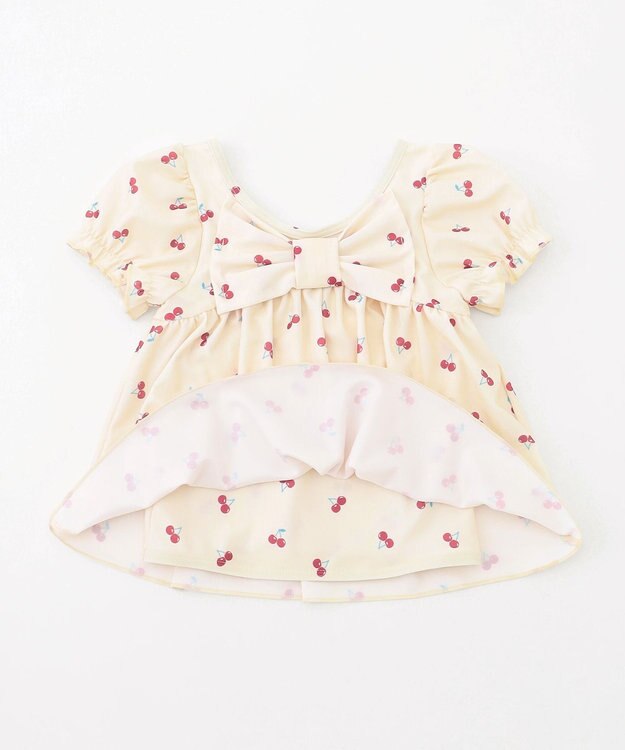 ANY KIDS 総柄 セパレート水着 エクリュ×ピンク（サクランボ）