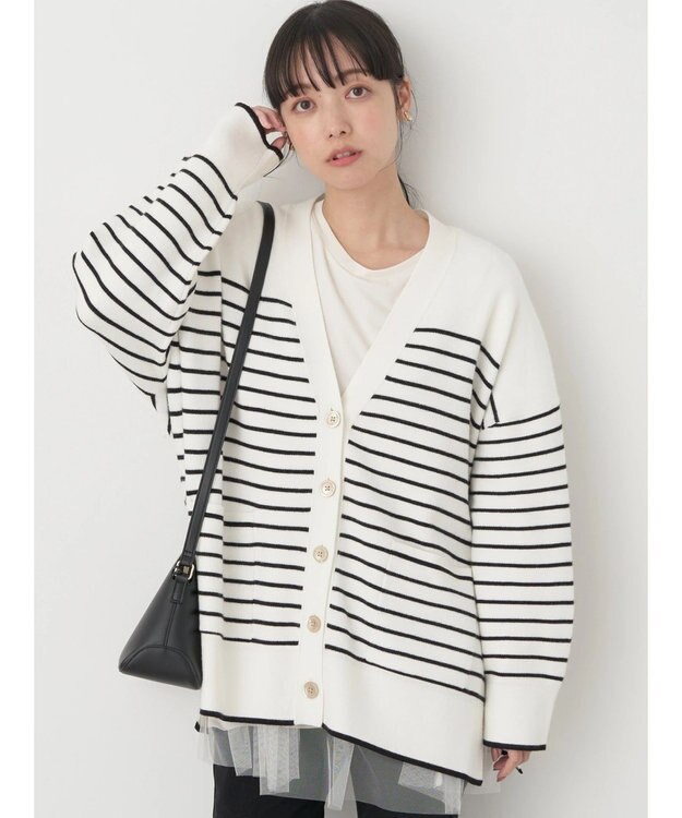 earth music&ecology やわらかタッチＶネックカーディガン Border