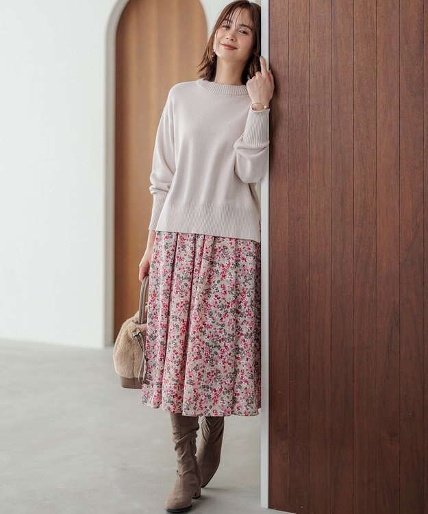 組曲 ニュアージュフラワープリント スカート ピンク系5