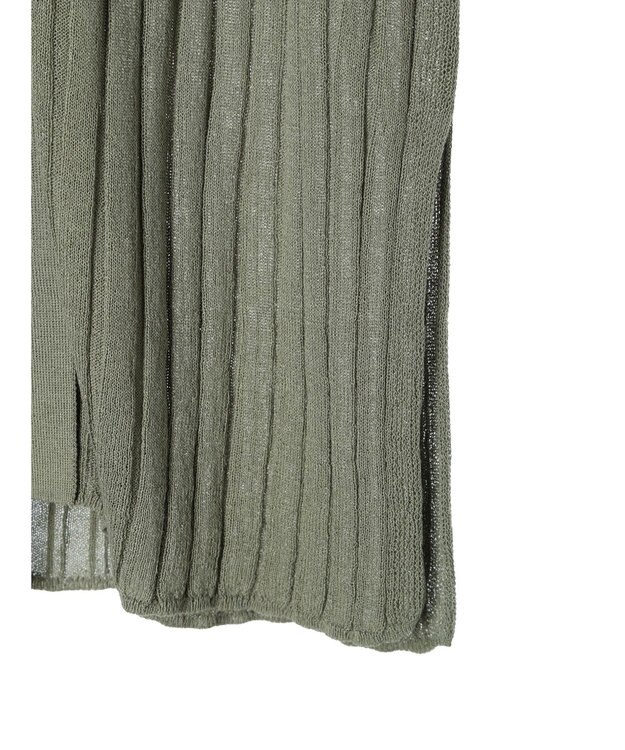 Green Parks 推しニット　リブ編みミドル丈カーディガン Khaki