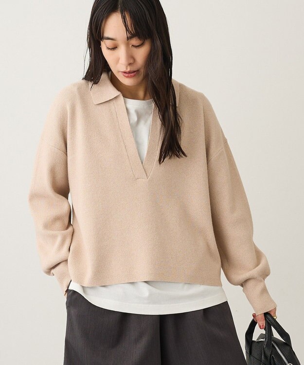 CRAFT STANDARD BOUTIQUE 深Vネックニットプルオーバー Light Beige