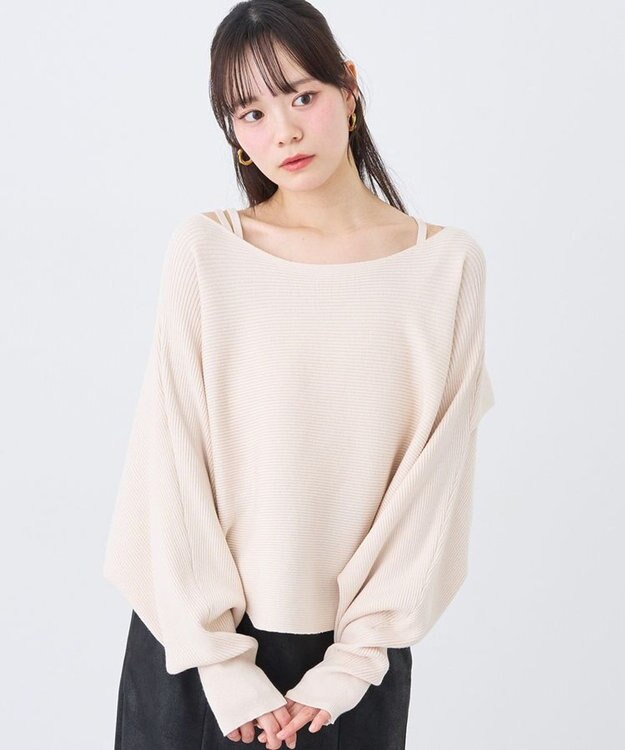 earth music&ecology 【2WAY】SET2点クロスニット＋キャミソール Ivory