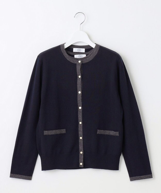 J.PRESS LADIES 【洗える】トリムツイン ニット ネイビー系