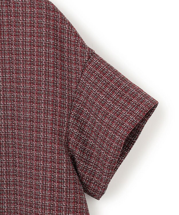 23区 【洗える】ツイーディーカラーミックス ハーフスリーブ ブラウス レッドミックス