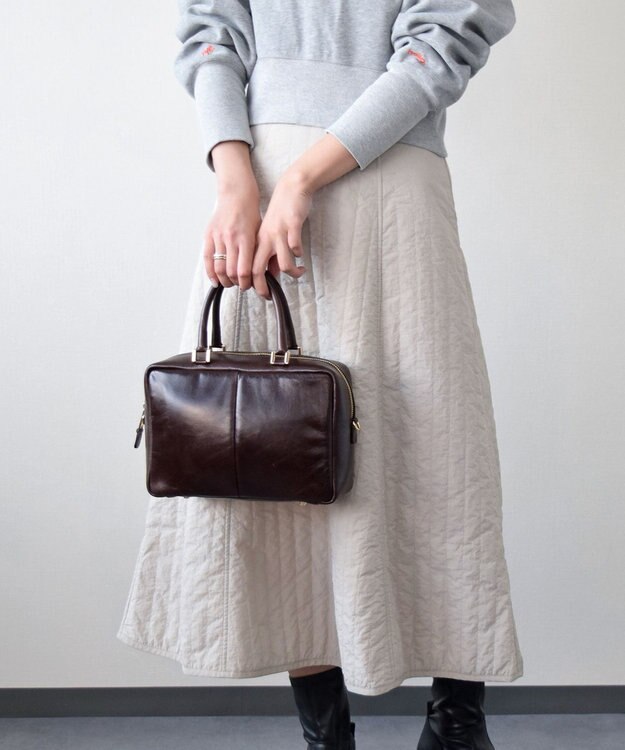 INTER-CHAUSSURES 【CHRISTIAN VILLA】センターシームハンドバッグ ダークブラウン