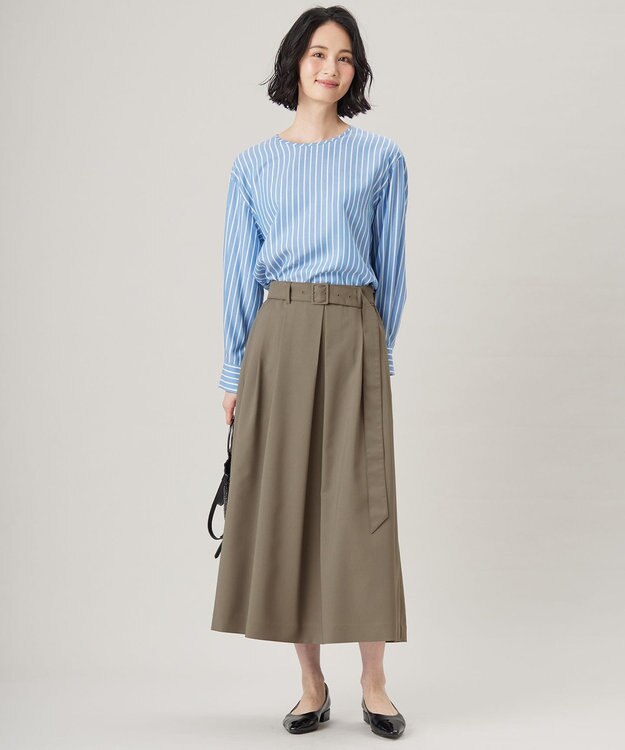 自由区 【SHIHOさん着用・洗える】SOMELOSチュニック ブラウス ラメブルーストライプ