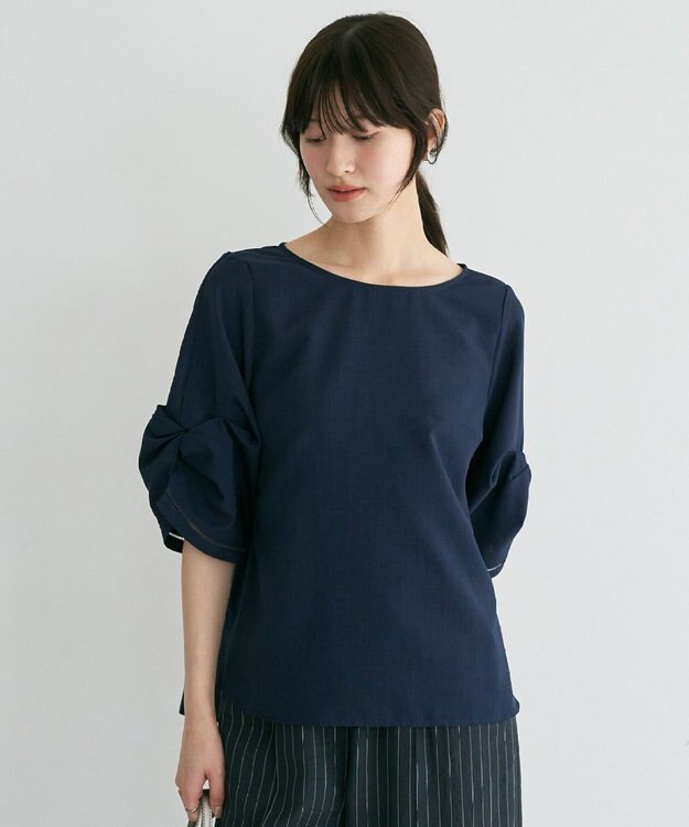 YECCA VECCA ハシゴレースタックスリーブブラウス Navy
