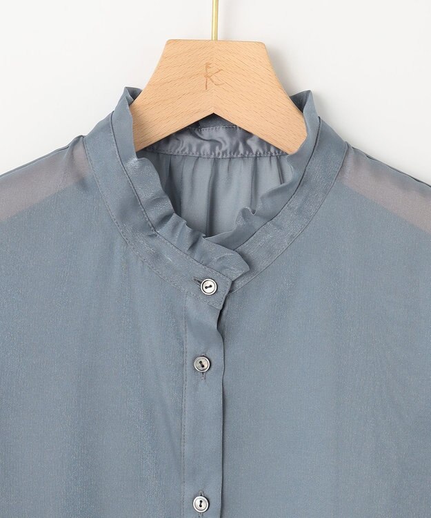 組曲 シャイニーオーガン ボウタイ付きブラウス ダスティブルー系