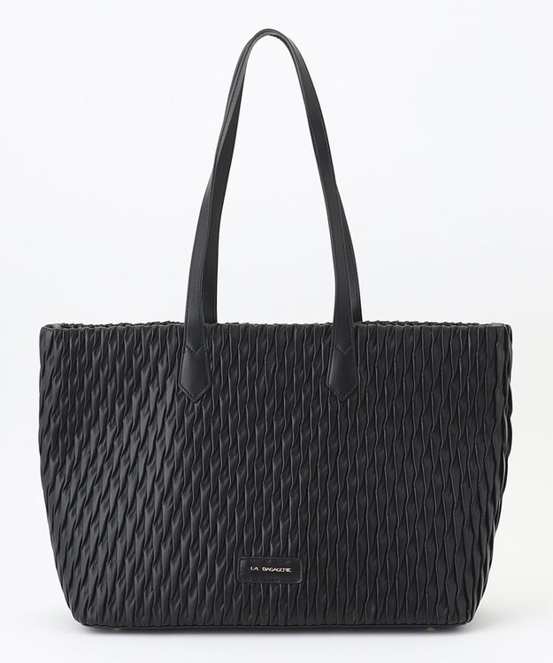LA BAGAGERIE ランダムプリーツトートバッグ ブラック
