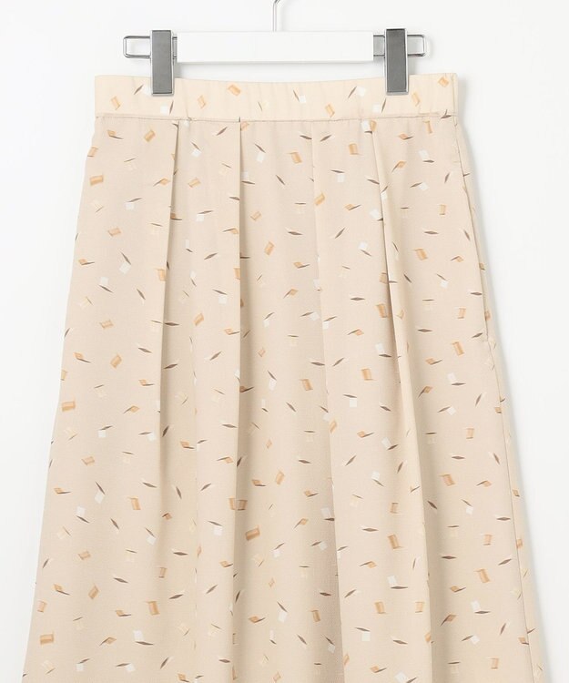 自由区 【洗える・XSサイズあり】ブラッシュドシャドープリント スカート シャンパンベージュ系