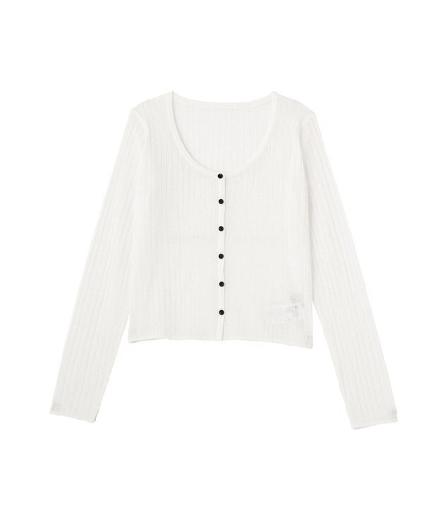earth music&ecology シアーリブカーディガン Ecru