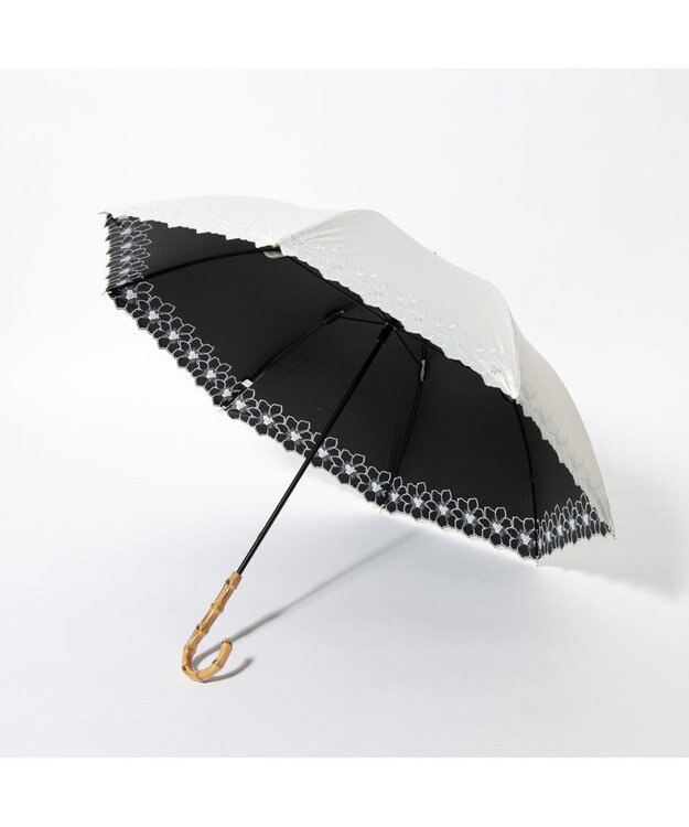 UNBILLION cache nez / グレースフラワー刺繍ショートパラソル ホワイト