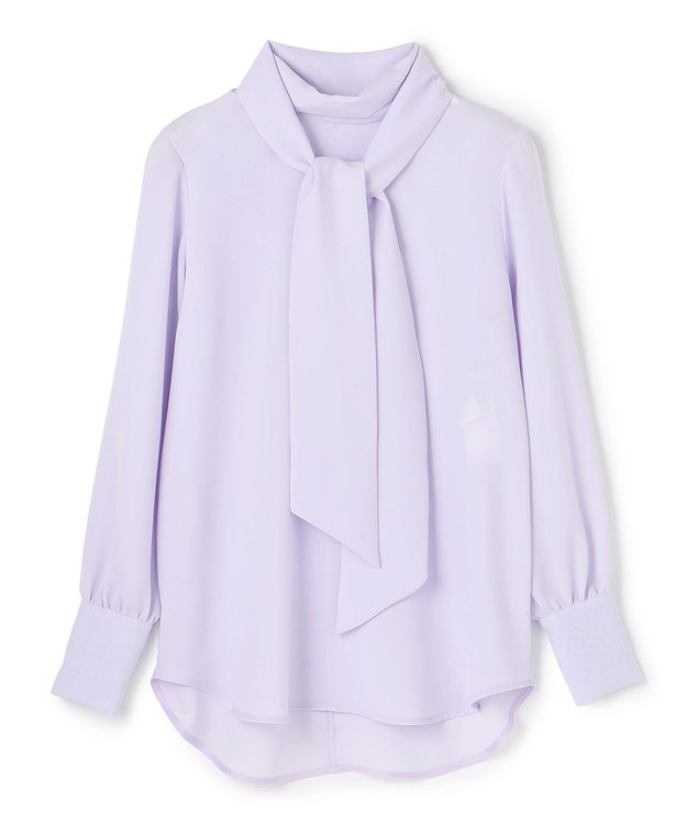 BEIGE， 【洗える】STOW / パフスリーブボウタイブラウス Lilac