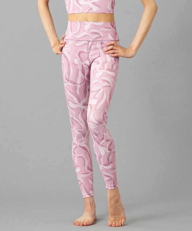 Chacott Chacott BALANCE リボンプリントレギンス グレイッシュローズプリント