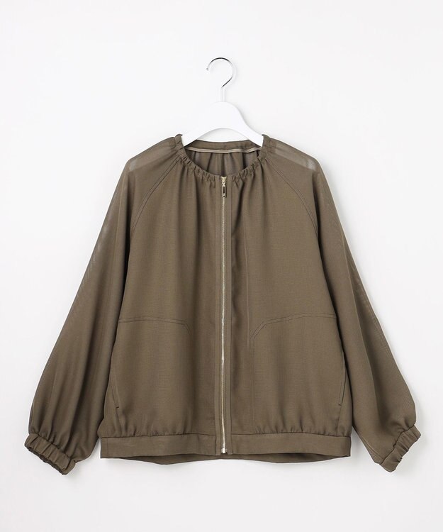自由区 【洗える】メッシュ ブルゾン [新色]カーキ