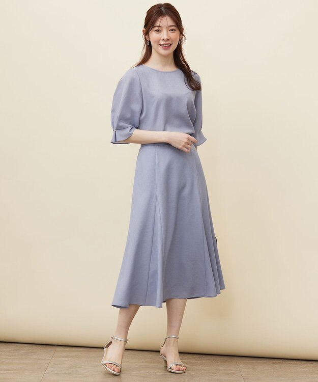 ANY SIS 【速乾・接触冷感】スムージーポリエステル フレアスカート ライトブルー