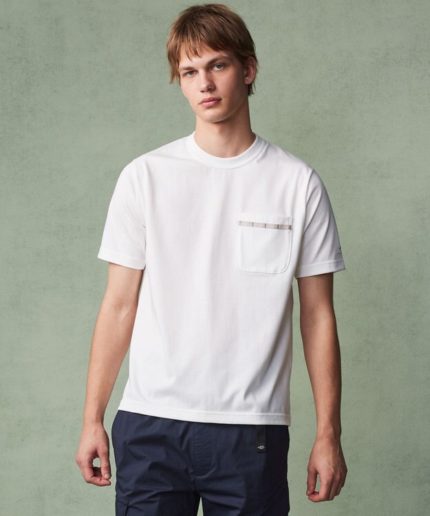 JOSEPH ABBOUD MOUNTAIN 【MADE IN JAPAN/吸水速乾/男女兼用】プレーティング天竺アウトドア Tシャツ ホワイト系