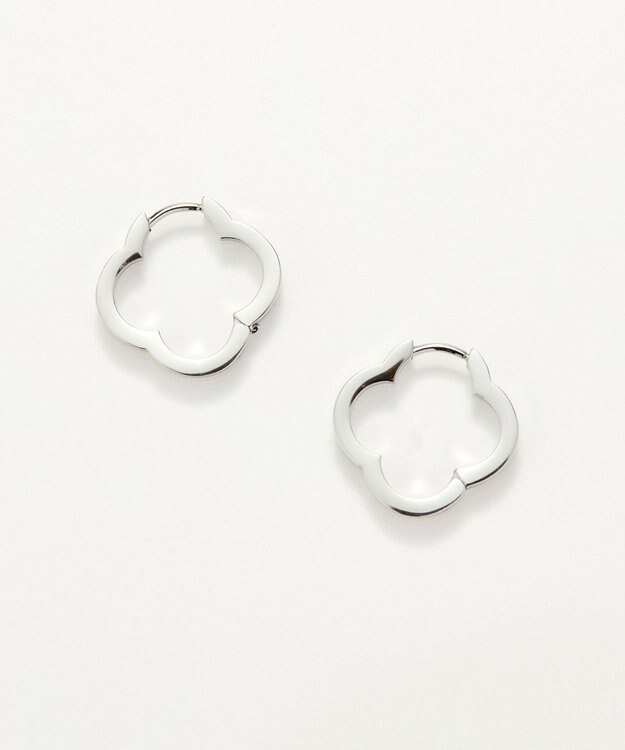 Phoebe 【金属アレルギー対応】フラワーワンタッチフープピアス　シルバー/サージカルステンレス シルバー